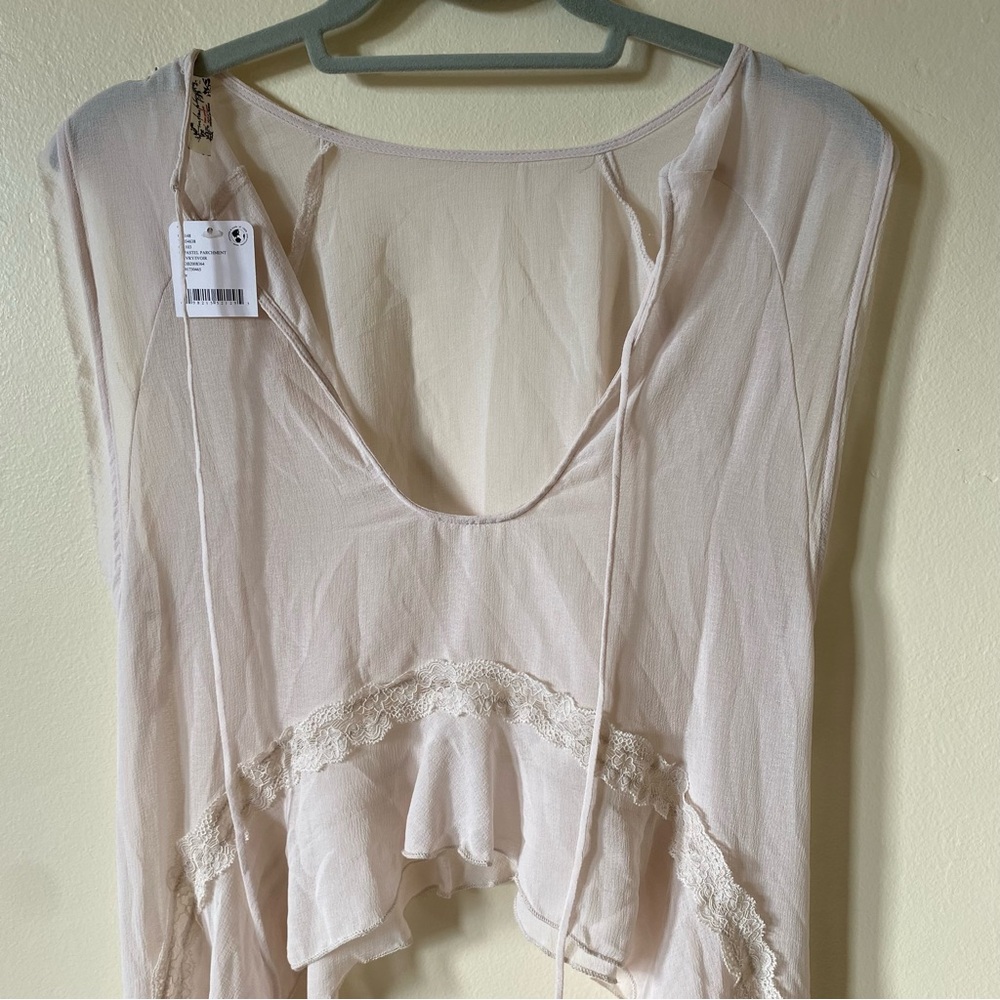 Free People Intimately Sheer Lace Ruffle Top - Picture 3 of 9
